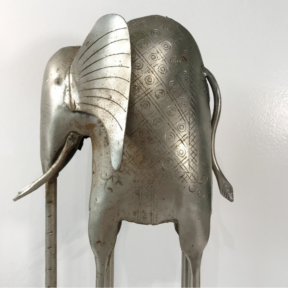 VTG Silver Metal Art Elephant Sculpture Elongated Legs Figure Tribal Abstract 16 - Picture 3 of 9